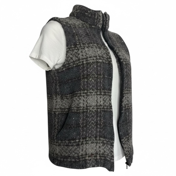 John Brannigan Weavers Gray Plaid Wool Zip Up Vest Size X-Large Made In Ireland - Picture 5 of 9